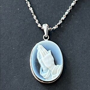 Praying Hands Cameo Necklace